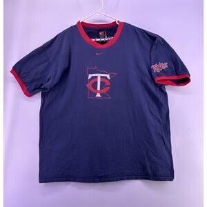 Vintage 2005 Twin Baseball Nike Navy Tshirt Size XL